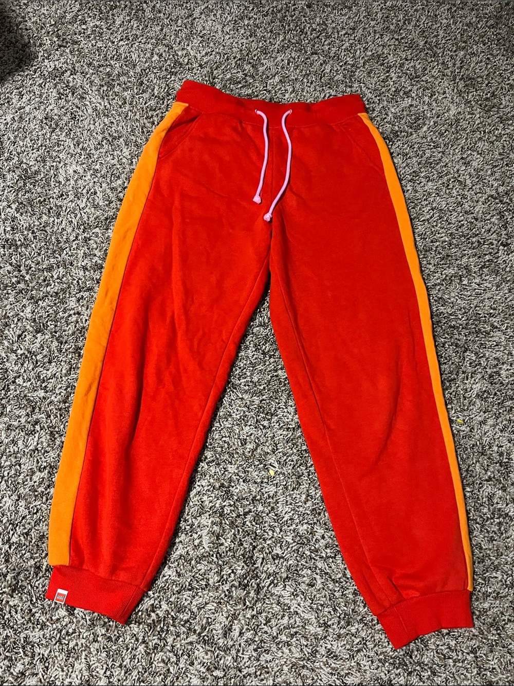 Lego Red Sweatpants with Orange Side Panels